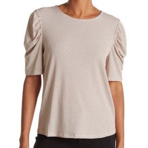 🔥 Adrianna Papell Blouse. Polka Dot Crepe Pleated Knit Top